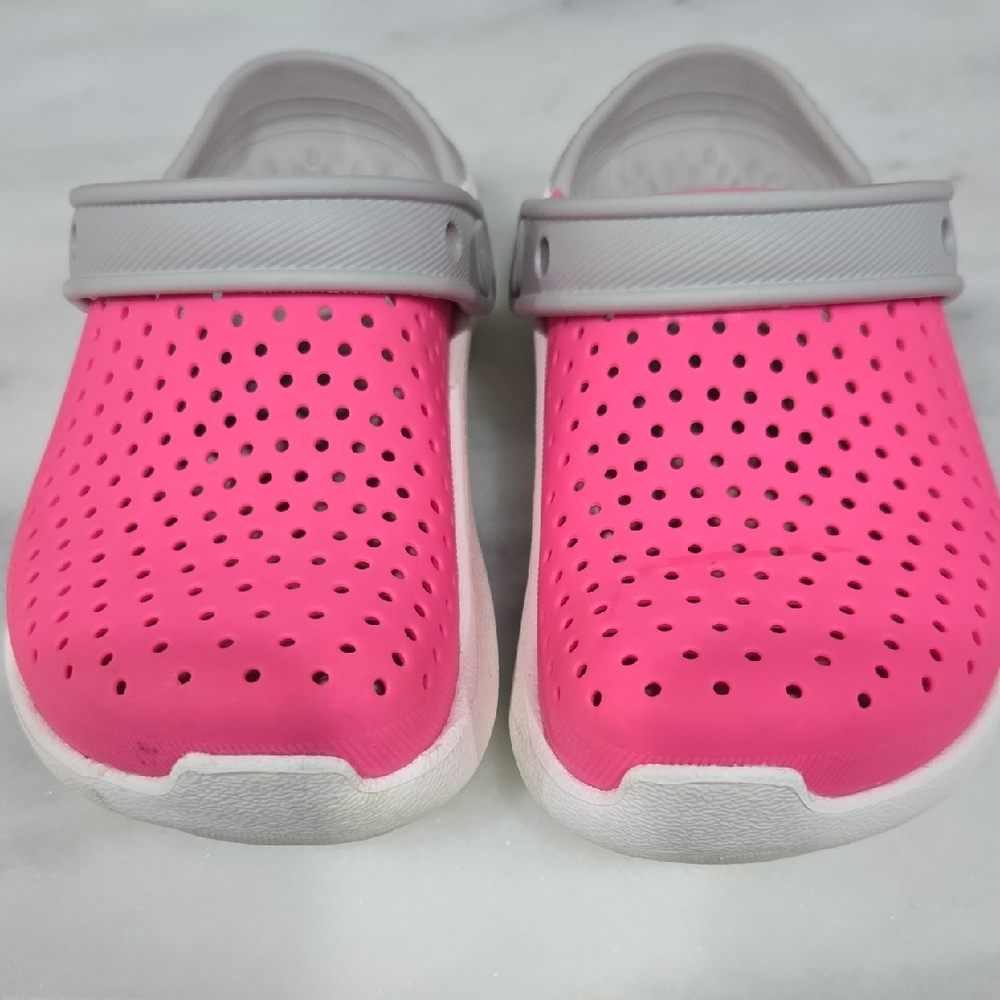 Kids Pink Clog Sandals with Gray Strap Little Girls Size 13